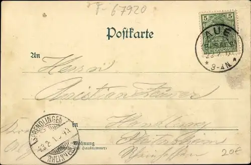 Passepartout Ak Lauw Aue Bas Rhin, Wirtschaft zum Schlossberg, Kirche, Panorama