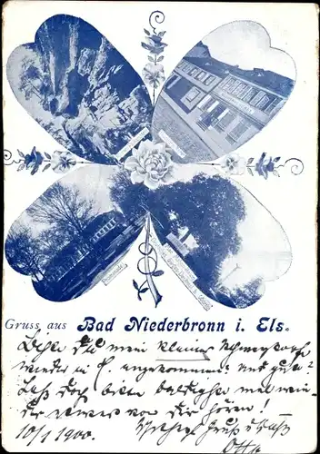 Ak Niederbronn les Bains Bas Rhin, Promenade, Mac Mahon-Baum Deutsches Kriegerdenkmal, Ruine