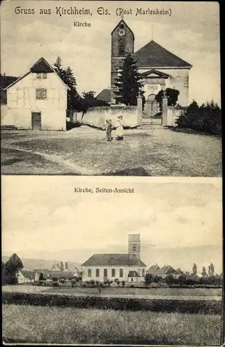 Ak Kirchheim Bas Rhin, Kirche, Seiten Ansicht