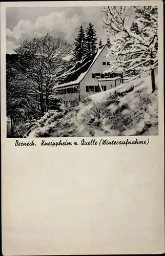 Ak Bad Berneck im Fichtelgebirge Bayern, Sanatorium Kneippheim zur Quelle, Winteraufnahme