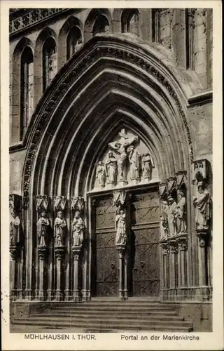 Ak Mühlhausen in Thüringen, Marienkirche, Portal