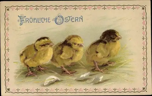 Passepartout Litho Glückwunsch Ostern, Kleine Osterküken