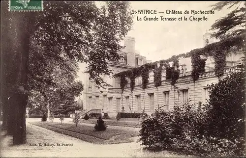 Ak Saint Patrice Indre et Loire, Chateau de Rochecotte, La Grande Terrasse et la Chapelle