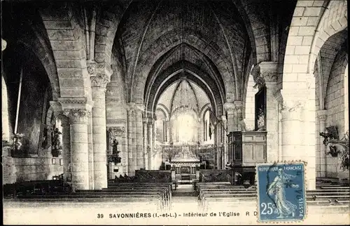 Ak Savonnières Indre et Loire, Interieur de l'Eglise