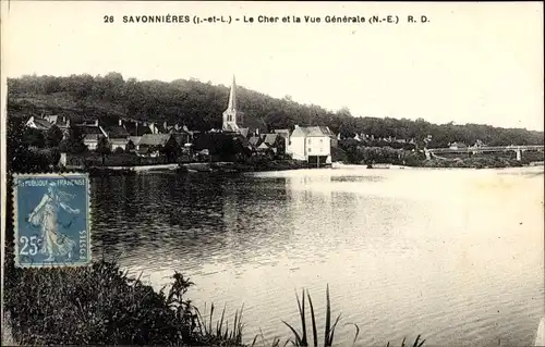 Ak Savonnières Indre et Loire, Le Cher et le Vue Generale
