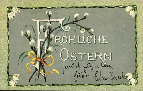 Ak Glückwunsch, Ostern, Weidenkätzchen