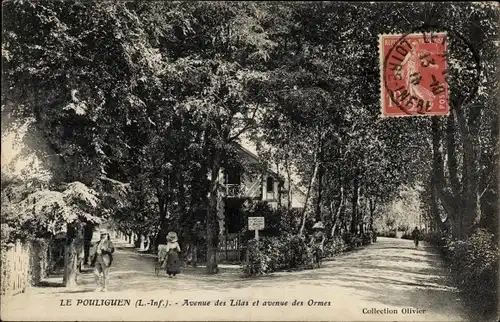 Ak Pouliguen Loire-Atlantique, Avenue des Lilas et avenue des Ormes