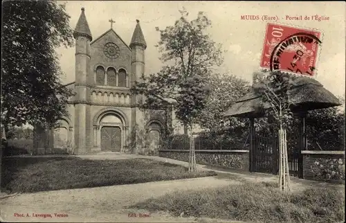 Ak Muids Eure Normandie, Portail de l'Eglise