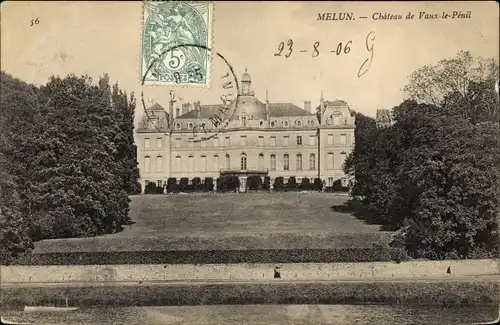 Ak Melun Seine et Marne, Chateau de Vaux le Penil