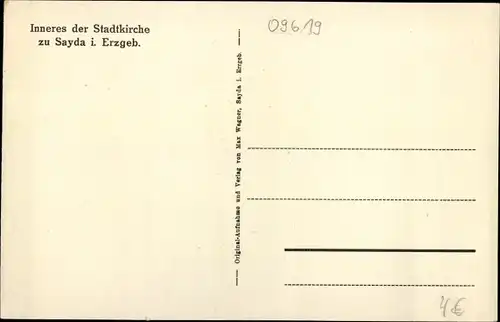 Ak Sayda im Erzgebirge, Inneres der Stadtkirche