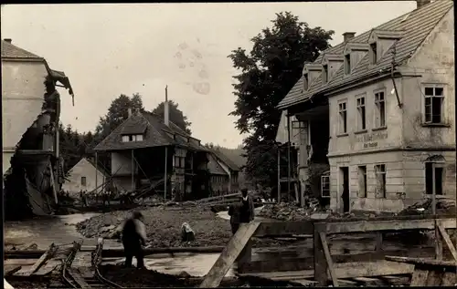 Foto Ak Bad Gottleuba Berggießhübel, Unwetterkatastrophe 05.08.1927