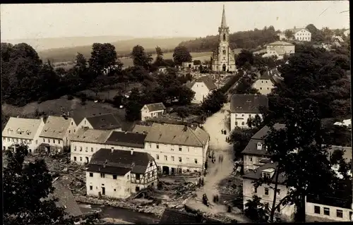 Foto Ak Bad Gottleuba Berggießhübel, Teilansicht aus der Vogelschau, Kirche