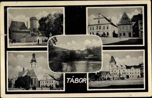 Ak Tábor Südböhmen, Kirche, Marktplatz, Rathaus