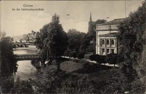 Ak Guben in der Niederlausitz, An der Schützenhausbrücke