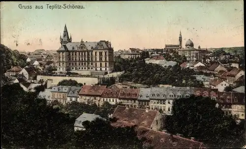 Ak Teplice Teplitz Schönau Region Aussig, Blick auf den Ort