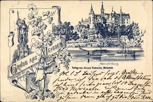 Litho Meißen in Sachsen, Albrechtsburg, Albrecht der Beherste