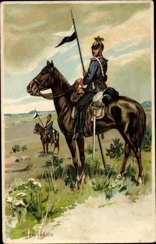 Künstler Ak Ulanenvedette, Soldat in Uniform, Pferd, Ulan, Deutscher Kriegerbund