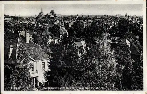 Ak Erfurt in Thüringen, Totale von Weste, Grollmanns Höhe