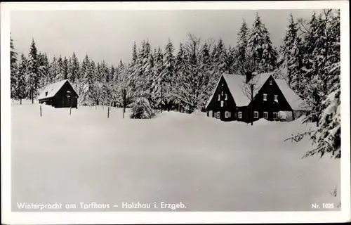 Ak Holzhau Rechenberg Bienenmühle Erzgebirge, Winterpracht am Torfhaus