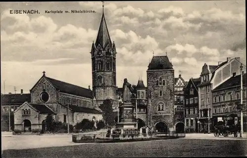 Ak Lutherstadt Eisenach in Thüringen, Karlsplatz mit Nikolaikirche