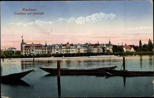 Ak Konstanz am Bodensee, Inselhotel und Seestraße