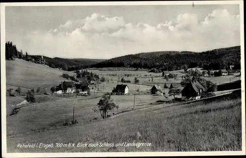 Ak Rehefeld Zaunhaus Altenberg im Erzgebirge, Blick nach Schloss und Landesgrenze