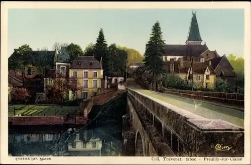 Künstler Ak Preuilly sur Claise Indre et Loire, Le Pont et l'Eglise