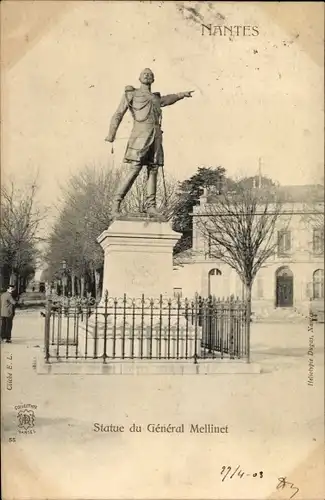 Ak Nantes Loire Atlantique, Statue du General Mellinet