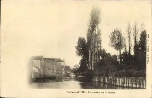 Ak Pacy sur Eure, Perspective de la Riviere