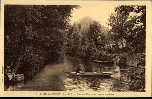 Ak Villiers sur Morin Seine et Marne, Vue du Morin en amont du Pont