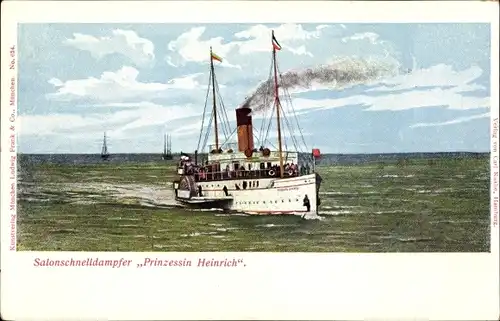 Ak Dampfer Prinzessin Heinrich, Seitenraddampfer, Seebäderschiff, Blohm und Voss