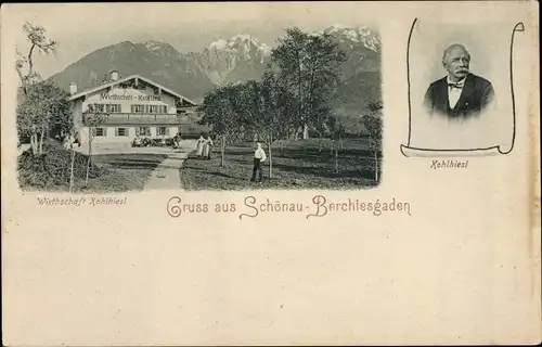 Ak Schönau am Königssee, Wirtschaft zum Kohlhiesl, Portrait Kohlhiesl