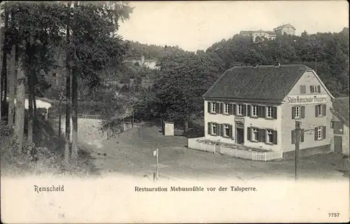 Ak Remscheid im Bergischen Land, Restauration Mebusmühle vor der Talsperre