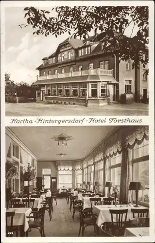 Ak Hartha Hintergersdorf Tharandt im Erzgebirge, Hotel Forsthaus, Innenansicht