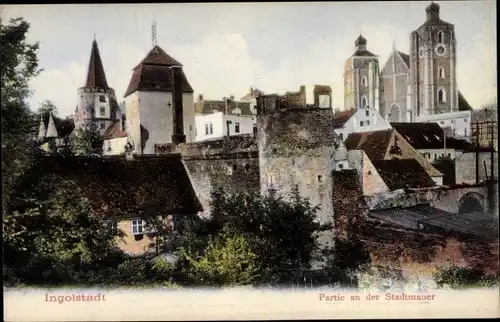 Ak Ingolstadt an der Donau Oberbayern, Partie an der Stadtmauer