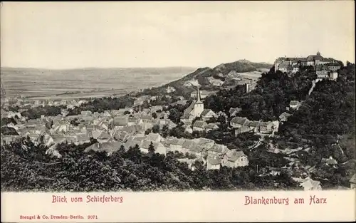 Ak Blankenburg am Harz, Gesamtansicht vom Schieferberg aus, Nr. 9071