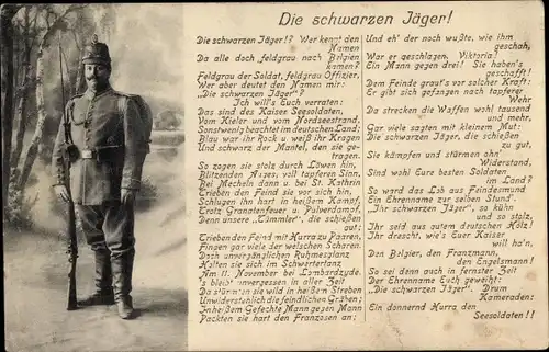 Gedicht Ak Die schwarzen Jäger, Gedicht, Gebirgsjäger im Kaiserreich