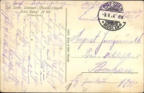 Ak Königlich Sächsisches Schützen Regiment, Prinz Georg, Felduniform