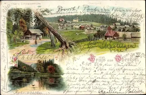 Litho Oberhof im Thüringer Wald, Obere Schweizerhütte, Silberteich, Oberland