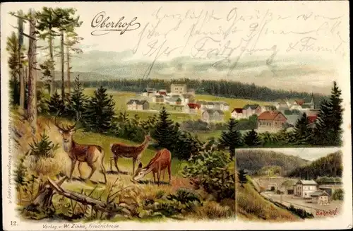 Litho Oberhof im Thüringer Wald, Bahnhof, Panorama