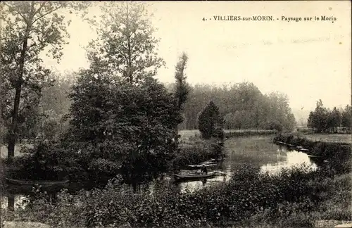 Ak Villiers sur Morin Seine et Marne, Paysage sur le Morin