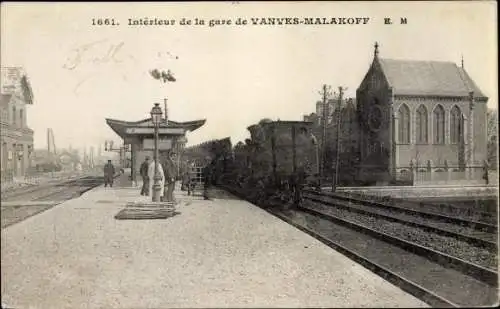 Ak Vanves Hauts de Seine, Interieur de la gare de Vanves Malakoff