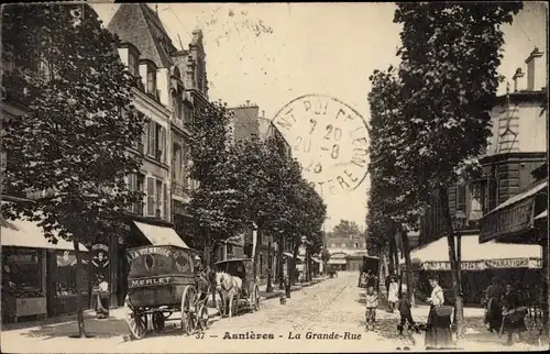 Ak Asnières sur Seine Hauts-de-Seine, La Grande Rue