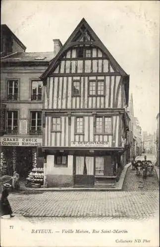 Ak Bayeux Calvados, Vieille Maison, Rue Saint Martin