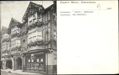 Ak Canterbury Kent England, County Hotel