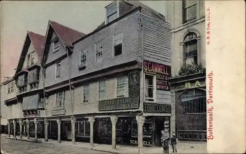 Ak Dartmouth Devon, Butterwalk, Live and Let Live Tobacconist