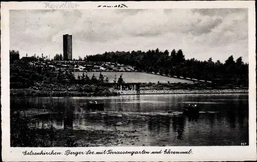 Ak Gelsenkirchen im Ruhrgebiet, Berger See mit Terrassengarten und Ehrenmal