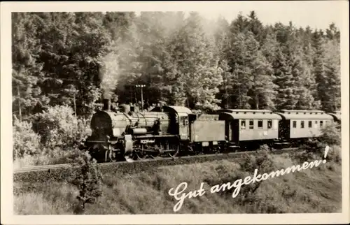 Ak Deutsche Eisenbahn am Vorbeifahren, Waldpartie