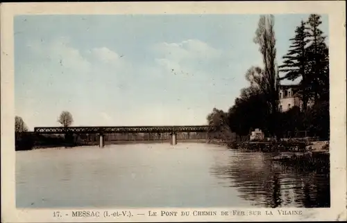 Ak Messac Ille et Vilaine, Le pont du chemin de fer