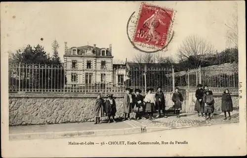 Ak Cholet Maine et Loire, Ecole Communale, Rue de Paradis